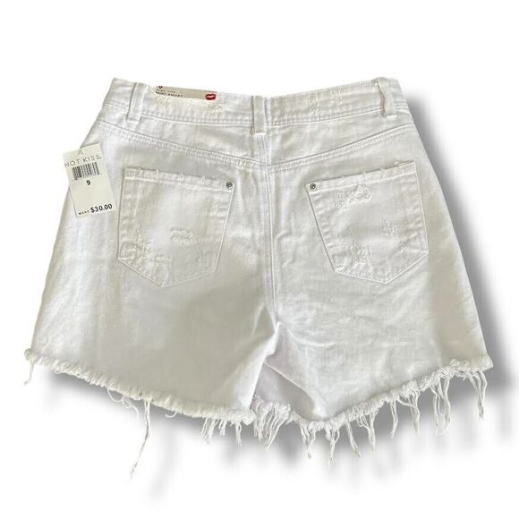 Hot Kiss Jean Shorts Women's Jr Sz 9 White Jorts Mid Rise Distressed Mid… - Picture 7 of 14